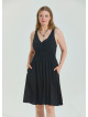 V Neck Robe Black Plus Size Dress 4587